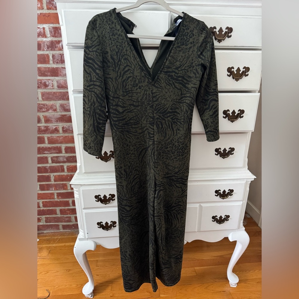 Zara Olive Patterned Dress